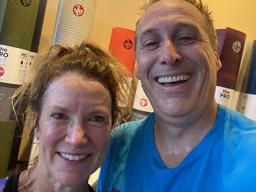 Linda Rohlinger and sweaty Dr. Geoff Emry after class