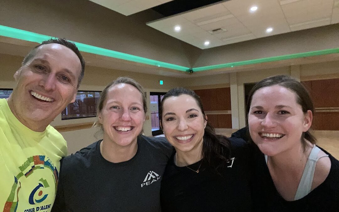 Dr. Geoff Emry, Tabi Mabrey, Lexi Ellenbecker and Dr. Leah Weatherly in dance studio