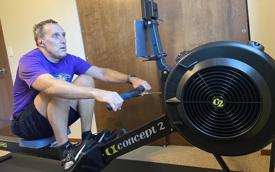 Dr. Geoff Emry works out on the C2 Ergometer