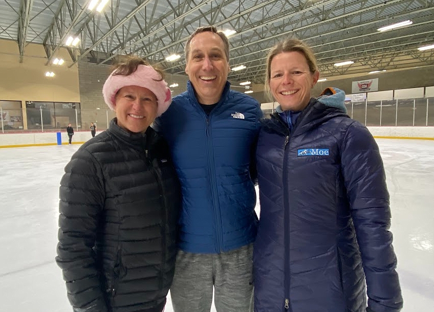 Amy Bartoo, Geoff Emry and Moe Herr, director of Lake City Figure Skating Club