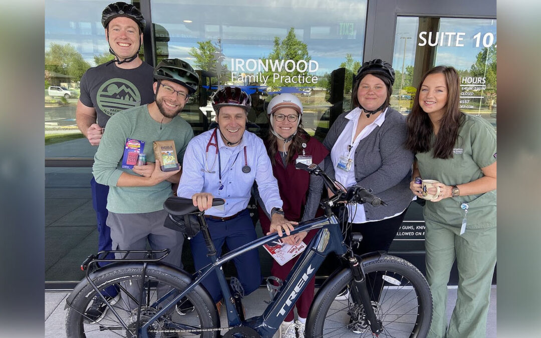 Ironwood Family Practice biker club members, from left, Dr. Justin Thompson, Dr. Mark Walsworth, Dr. Geoff Emry, Dr. Leah Weatherly, Nina Everson and Haley Arndt